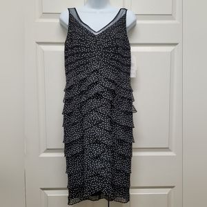 Adrianna Papell Black Ruffle Dress, Size 10